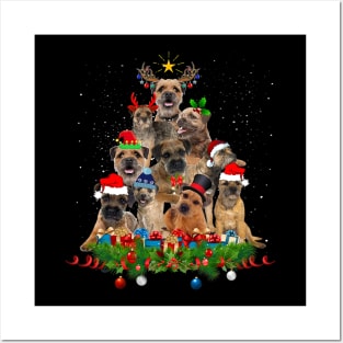 Funny Miniature Schnauzer Dog Christmas Tree Posters and Art